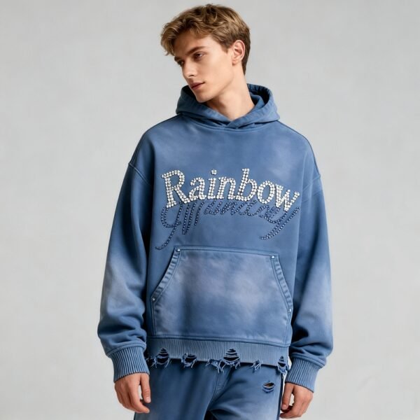 Custom Washed Rhinestone Pullover Hoodie Set - Style 27EA8A - product detail view 6 Custom Washed Rhinestone Pullover Hoodie Set - Style 27EA8A - product detail view 6