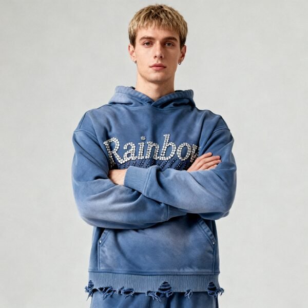 Custom Washed Rhinestone Pullover Hoodie Set - Style 27EA8A - product detail view 8 Custom Washed Rhinestone Pullover Hoodie Set - Style 27EA8A - product detail view 8