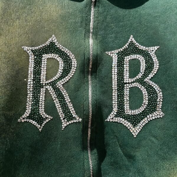 Custom Washed Rhinestone Zip Hoodie and Pant Set - Style AC925F - product detail view 4