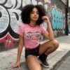Custom Women's Washed Rivet Crop Graphic T-Shirt | VW-57B185E0 - Style 57B185 - product detail view 4