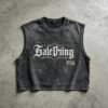 Custom Washed Rivet Patch Cropped Tank Top - Style 8EAFBA