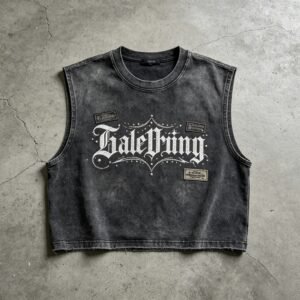 Custom Washed Rivet Patch Cropped Tank Top - Style 8EAFBA