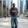Custom Washed Rivet Patch Cropped Tank Top - Style 8EAFBA - product detail view 2