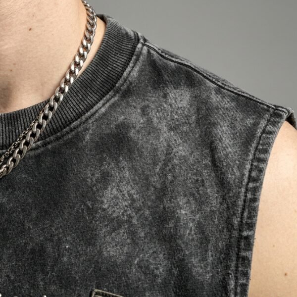 Custom Washed Rivet Patch Cropped Tank Top - Style 8EAFBA - product detail view 7