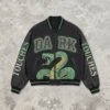 Custom Washed Snake Graphic Varsity Bomber Jacket - Style 07DD01 Custom Washed Snake Graphic Varsity Bomber Jacket - Style 07DD01
