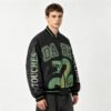 Custom Washed Snake Graphic Varsity Bomber Jacket - Style 07DD01 - product detail view 2 Custom Washed Snake Graphic Varsity Bomber Jacket - Style 07DD01 - product detail view 2