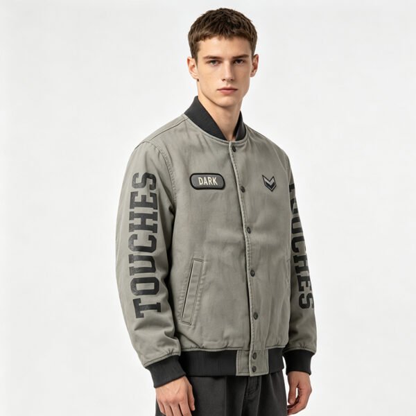 Custom Washed Snap Front Bomber Jacket 708-06 - Style 6D81A2 - product detail view 2 Custom Washed Snap Front Bomber Jacket 708-06 - Style 6D81A2 - product detail view 2