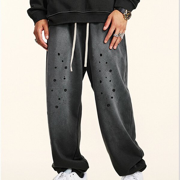 Custom Washed Speckle Gradient Drawstring Sweatpants - Style 56A00F - product detail view 4 Custom Washed Speckle Gradient Drawstring Sweatpants - Style 56A00F - product detail view 4