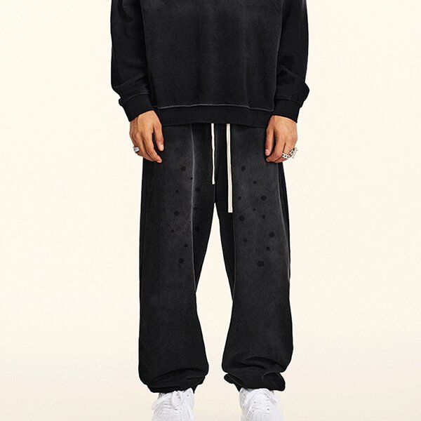 Custom Washed Speckle Gradient Drawstring Sweatpants - Style 56A00F - product detail view 8 Custom Washed Speckle Gradient Drawstring Sweatpants - Style 56A00F - product detail view 8