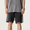 Custom Washed Spliced Panel Cotton Shorts - Style 5A0432 - product detail view 4