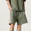 Custom Washed Spliced Panel Cotton Shorts - Style 5A0432 - product detail view 5