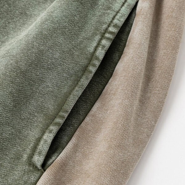 Custom Washed Spliced Panel Cotton Shorts - Style 5A0432 - product detail view 8