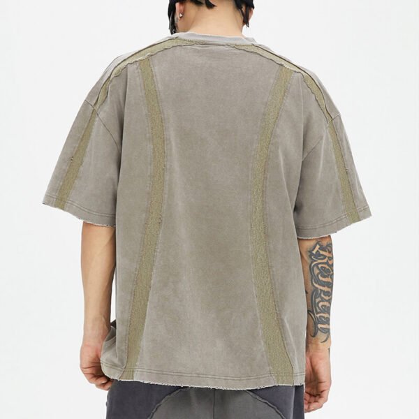 Custom Vintage Washed Spliced Panel T-Shirt - Style 0F0B31 - product detail view 10