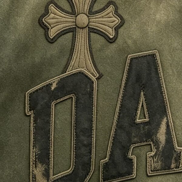 Custom Washed Spliced Varsity Jacket - Style A71CA6 - product detail view 2