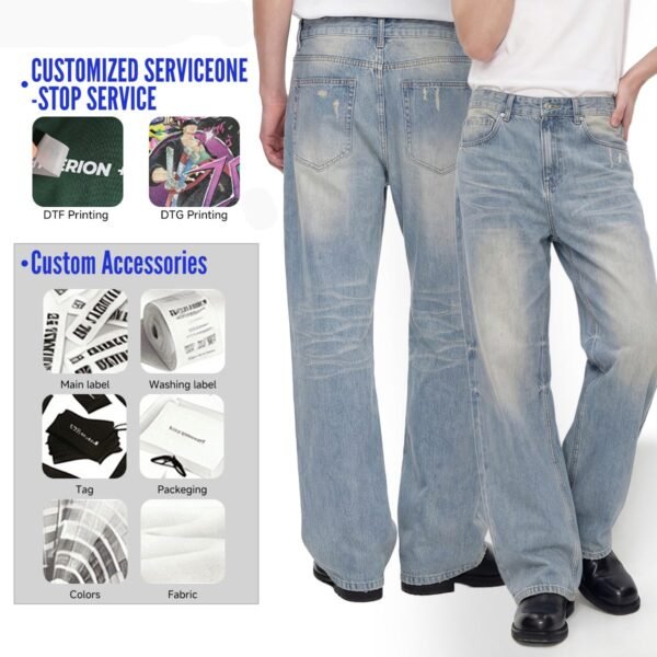 Custom Washed Straight-Leg Denim Jeans | - Style 435148 - product detail view 3 Custom Washed Straight-Leg Denim Jeans | - Style 435148 - product detail view 3