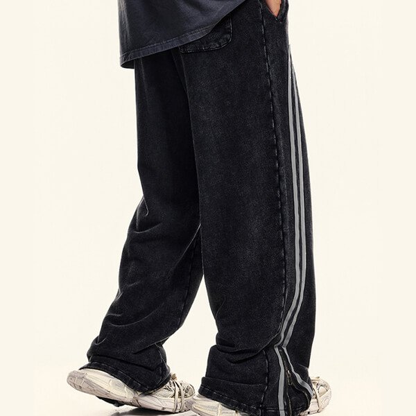Custom Washed Stripe Panel Sweatpants - Style B82D70 - product detail view 2 Custom Washed Stripe Panel Sweatpants - Style B82D70 - product detail view 2