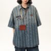 Custom Washed Striped Denim Overshirt - Style 7D0433 - product detail view 3 Custom Washed Striped Denim Overshirt - Style 7D0433 - product detail view 3