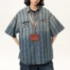 Custom Washed Striped Denim Overshirt - Style 7D0433 - product detail view 5 Custom Washed Striped Denim Overshirt - Style 7D0433 - product detail view 5