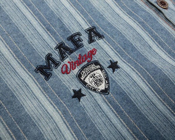 Custom Washed Striped Denim Overshirt - Style 7D0433 - product detail view 7 Custom Washed Striped Denim Overshirt - Style 7D0433 - product detail view 7
