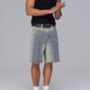 Custom Washed Studded Denim Shorts - Style 02B523 - product detail view 4 Custom Washed Studded Denim Shorts - Style 02B523 - product detail view 4