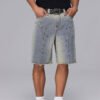 Custom Washed Studded Denim Shorts - Style 02B523 - product detail view 5 Custom Washed Studded Denim Shorts - Style 02B523 - product detail view 5
