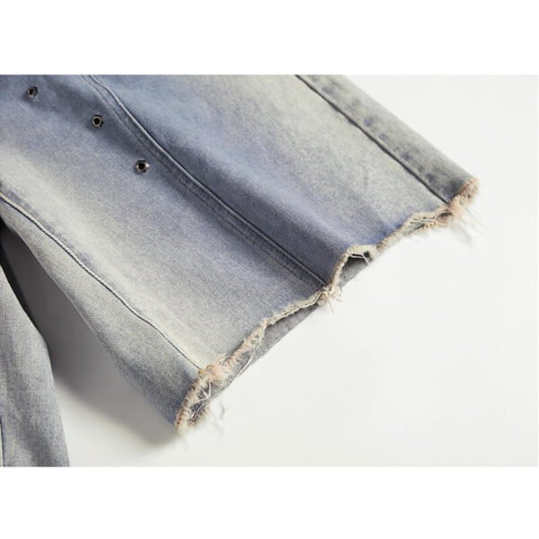 Custom Washed Studded Denim Shorts - Style 02B523 - product detail view 6 Custom Washed Studded Denim Shorts - Style 02B523 - product detail view 6
