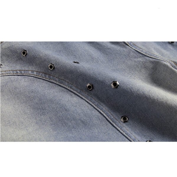 Custom Washed Studded Denim Shorts - Style 02B523 - product detail view 8 Custom Washed Studded Denim Shorts - Style 02B523 - product detail view 8