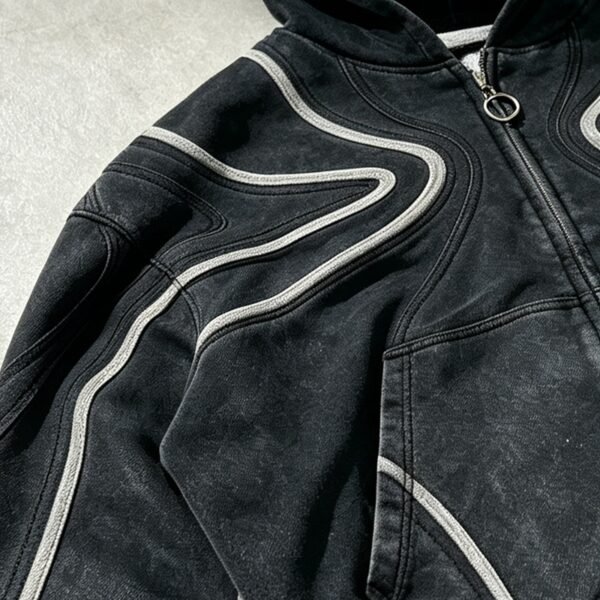 Custom Washed Studded Zip Hoodie Set - Style E61268 - product detail view 8 Custom Washed Studded Zip Hoodie Set - Style E61268 - product detail view 8