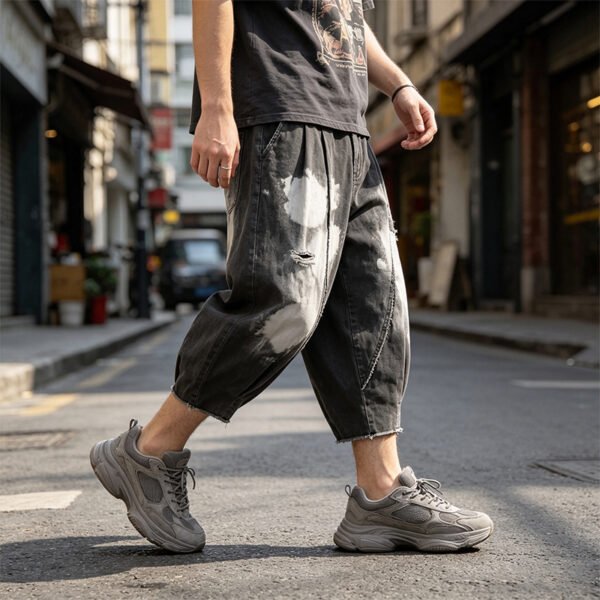Custom Washed Cloud Print Tapered Pants - Style 7934B6 - product detail view 2