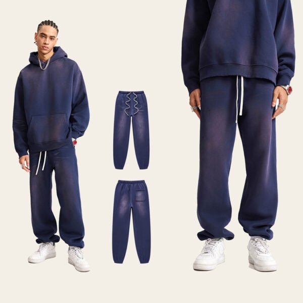 Custom Washed Straight-Leg Terry Drawstring Pants - Style 800EA5 - product detail view 2