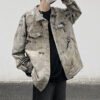 Custom Washed Tie-Dye Denim Trucker Jacket - Style 913149 Oversized tie-dye washed denim jacket with distressed details