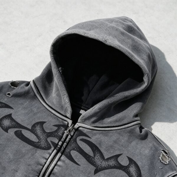 Custom Washed Tribal Graphic Hooded Sweatshirt - Style 9EFB58 - product detail view 7