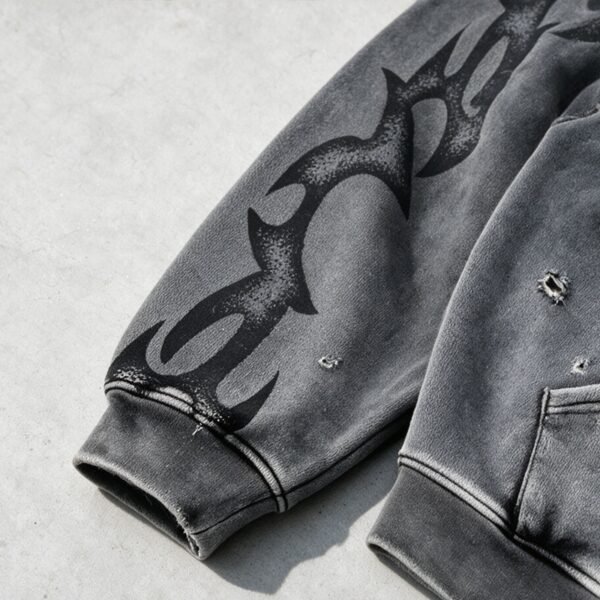 Custom Washed Tribal Graphic Hooded Sweatshirt - Style 9EFB58 - product detail view 8