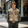 Custom Washed Applique Varsity Bomber Jacket - Style DC353C - product detail view 3 Custom Washed Applique Varsity Bomber Jacket - Style DC353C - product detail view 3