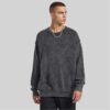 Custom Washed Vintage Oversized Crewneck Sweater - Style DDBB65 Grey washed vintage oversized crewneck sweater