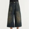 Custom Washed Wide-Leg Capri Denim Jeans - Style 555755 Custom washed wide-leg capri denim jeans