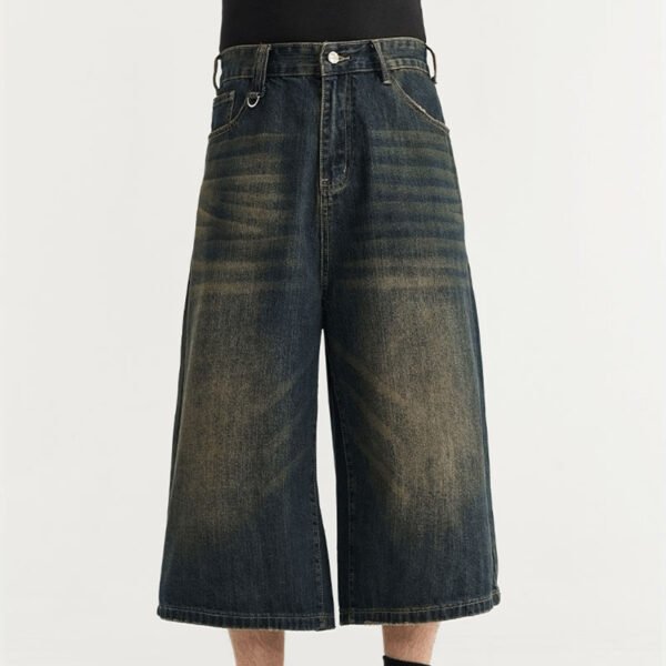 Custom Washed Wide-Leg Capri Denim Jeans - Style 555755 Custom washed wide-leg capri denim jeans