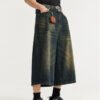 Custom Washed Wide-Leg Capri Denim Jeans - Style 555755 - product detail view 5 Custom Washed Wide-Leg Capri Denim Jeans - Style 555755 - product detail view 5