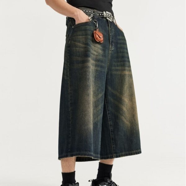 Custom Washed Wide-Leg Capri Denim Jeans - Style 555755 - product detail view 5 Custom Washed Wide-Leg Capri Denim Jeans - Style 555755 - product detail view 5