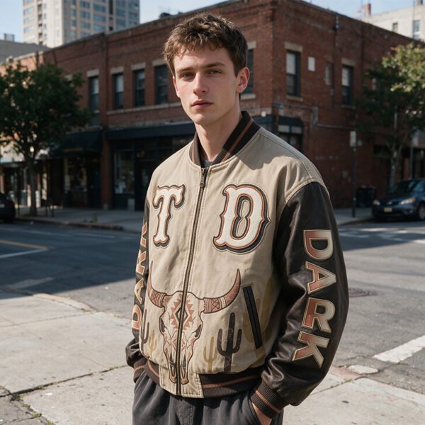 Custom Western Cow Skull Varsity Jacket 555D - Style 555D21 - product detail view 2 Custom Western Cow Skull Varsity Jacket 555D - Style 555D21 - product detail view 2