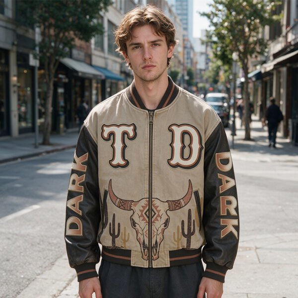 Custom Western Cow Skull Varsity Jacket 555D - Style 555D21 - product detail view 4 Custom Western Cow Skull Varsity Jacket 555D - Style 555D21 - product detail view 4