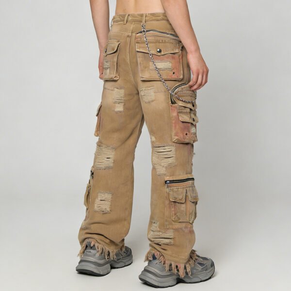 Custom Vintage Wide-Leg Paint-Splatter Cargo Jeans - Style E44090 - product detail view 5