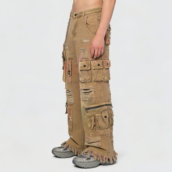 Custom Vintage Wide-Leg Paint-Splatter Cargo Jeans - Style E44090 - product detail view 6