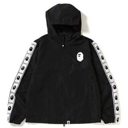 Custom Black Contrast-Tape Hooded Windbreaker - Style 18AED2 Custom Black Contrast-Tape Hooded Windbreaker - Style 18AED2