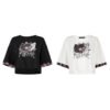 Custom Women's Cat Graphic Contrast-Cuff T-Shirt - Style E04A37