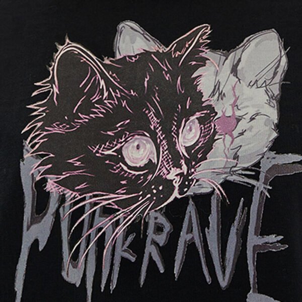 Custom Women's Cat Graphic Contrast-Cuff T-Shirt - Style E04A37 - product detail view 3