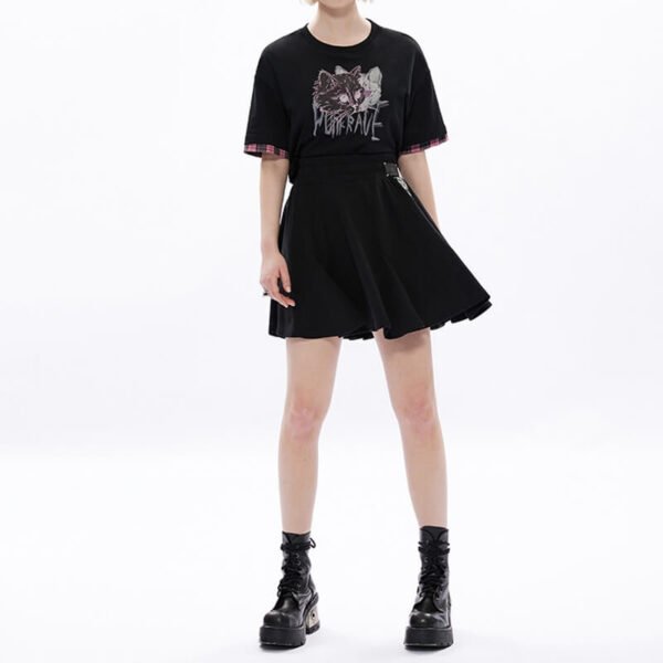 Custom Women's Cat Graphic Contrast-Cuff T-Shirt - Style E04A37 - product detail view 4