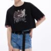 Custom Women's Cat Graphic Contrast-Cuff T-Shirt - Style E04A37 - product detail view 7