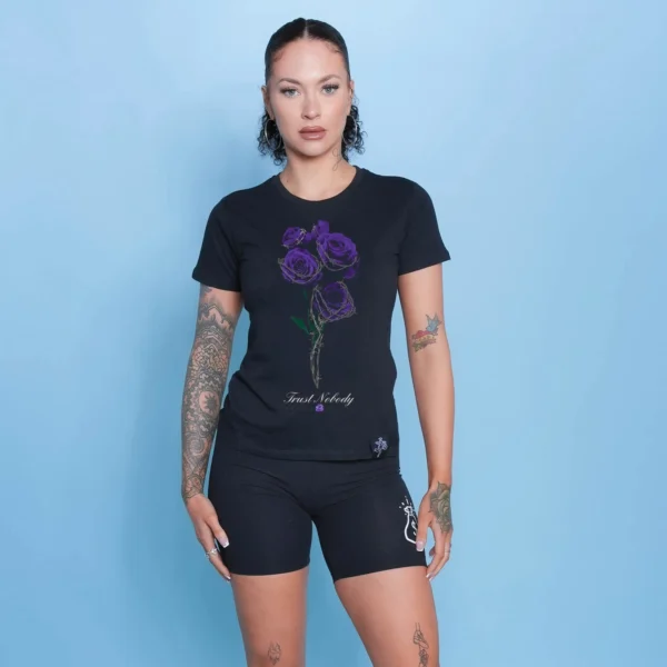 Custom Women's Barbed Rose Graphic T-Shirt - Style D5952E - product detail view 3