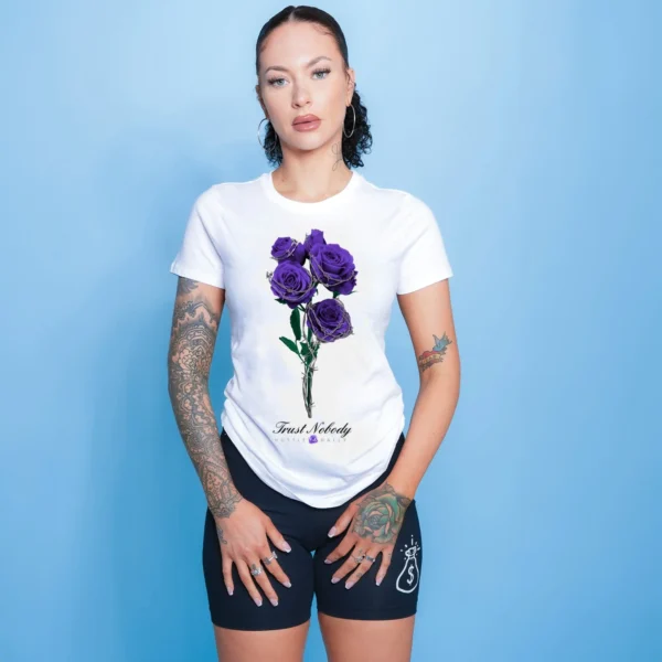 Custom Women's Barbed Rose Graphic T-Shirt - Style D5952E - product detail view 4